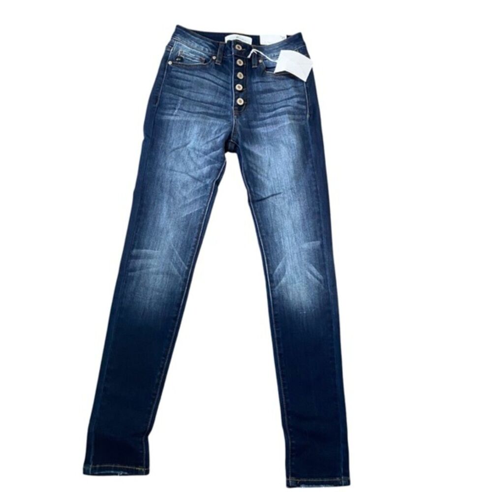 Kancan High Rise Super Skinny NWT 5 Button Dark Wash Size 3/25